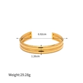 Minimalist double-layered gold stainless steel cuff bracelet with grooved geometric texture - JDB2302032-Wide Double Layer Bangle
