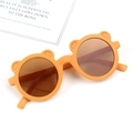 Kids round matte orange sunglasses with cute bear ear design and UV400 protection - Matte Bear - Yellow