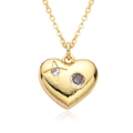 Elegante collana a cuore placcata oro 18 carati con diamanti lucenti e stile minimalista - Cuore con Pietra a Stella e Tonda (B055)