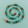 DIY acrylic bag strap with marble green, tortoise brown, and cream resin links - B302-A Green Brown White Marble