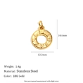 18K gold plated stainless steel Life Saver donut charm pendant with 14.6mm height - Donut Pendant - Gold