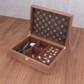 Boîte à montres vintage en bois avec doublure en velours brun et compartiments bijoux - Noyer Noir (Cuir à Motifs) 3+1 Emplacements