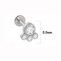 Silver stainless steel labret stud featuring a cluster of white cubic zirconia stones - 5.5mm Cluster Style (22 silver) / 1.2*8mm / Silver