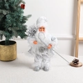 Elegant standing Santa Claus figurine in silver sequin outfit with festive gift bag - No. 3 [33.5cm*20cm]