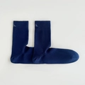Men's navy blue cotton crew socks featuring 90 degree heel and silver embroidered logo - One Size / Navy Blue