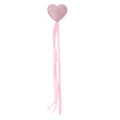 Pink sparkling heart fairy wand with decorative ribbon tassels for festive celebrations - Pink Glitter Heart Tassel Fairy Wand (No. 53)