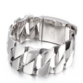 Silver 316L stainless steel chunky D-link chain bracelet for men in polished finish - 12-Link Cuban Chain (KB14627-D)
