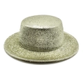 Sparkling champagne gold boater hat with metallic sequins for parties and stage performance - M(56-58cm) / Champagne