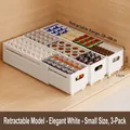 Set of 3 white expandable drawer organizers for cabinets, width 10cm, length 28-48cm - Small/3 Pack / Elegant White