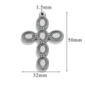 Silver retro stainless steel cross pendant with woven texture and 50mm height detail - Style Z2305S41/Woven Texture