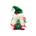Green sequin hat Christmas gnome plush with white beard and candy cane ornament - Green Sequined Hat Braid Gnome