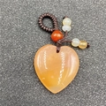 Orange heart-shaped agate pendant with woven cord and decorative beads variant - Red Agate