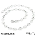 Silver stainless steel coin chain necklace with hollow cross design, length 550mm and width 9mm - 55cm / Silver Necklace (KN228575-Z)