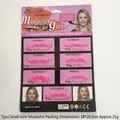 Set di 7 baffi rosa adesivi per costumi di carnevale in confezione di cartone rigido - Baffo da donna rosa