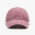 Berretto da baseball in cotone lavato rosa antico con dettagli vintage strappati - Rosa