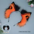Diadema de orejas de animal en pelo sintético naranja y negro para cosplay festivo - Naranja/Negro