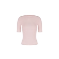 Slim fit light pink crew neck short sleeve ribbed knit t-shirt for women in summer - XS / Pink