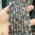 Perles carrées en pierre de sang naturelle polie pour la création de bijoux DIY artisanaux - 4x4mm (Environ 38cm Fil) / Pierre de Sang Africaine