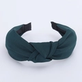 Elegant deep green fabric knotted headband with premium minimalist solid color design - Dark Green