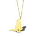 Golden England map outline necklace with heart cutout detail on minimalist link chain - UK - Gold