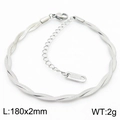 Silbernes geflochtenes Schlangenketten-Armband aus Edelstahl mit Karabinerverschluss - 2mm Armband (KB181314-Z) / Stahlfarbe