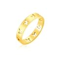 Hollow butterfly stainless steel gold ring for women with polished mirror reflections - US 8 / Gold