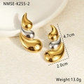 Detail showing dimensions and weight of triple-layered teardrop earrings in 18K gold finish - Bicolor Streamlined Layered Earrings (NMSE-K255-2)