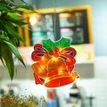 Warm yellow LED Christmas bell suction cup light with red bow for window decoration - Christmas Bell