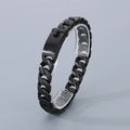 Minimalist black stainless steel 12mm Cuban link bracelet with a sleek metal rectangle clasp - Brushed Black