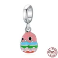 S925 sterling silver chick charm with colorful enamel stripes for charm bracelets - 925 Silver / Hatching Bird Charm