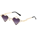 Gafas de sol de metal dorado con lentes de corazón en degradado púrpura y patillas de rayo - Montura Dorada Gris Degradado