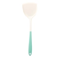 Dual-color silicone spatula with white head and cyan handle for non-stick cooking - White Green Spatula