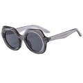 Lunettes de soleil rétro rondes gris translucide avec protection UV pour mode plein air - D18 Y-4 / C2 Gris Transparent