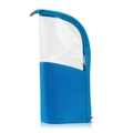Borsa trucco blu trasparente minimalista con trama a rete e chiusura con cerniera - Celeste