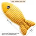 Großes gelbes Katzenminze-Fischspielzeug aus Leinen mit Wellenmuster, 30cm x 13cm - 30cm / Hellgelb