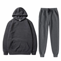 Two-piece dark gray fleece tracksuit set featuring a hoodie and matching joggers - Dark Gray