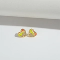 Macro shot of gold heart studs with colorful enamel inlay and sparkling crystals - Heart / Yellow