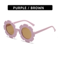 Toddler flower shaped sunglasses in matte purple frames with round brown lenses - Matte Purple Frame Brown Lens