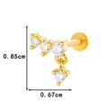 Clou d'oreille en titane doré avec zircon et mesures détaillées de 0,85 cm de long - Style Pendentif à Trois Zircons (0195-1#) / Doré