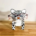 Hand-painted leopard wooden eyeglass stand holder for desk decoration and display - Spotted Bear