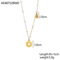 Detail view of gold necklace with Chinese lucky pattern charm and gourd pendant, 45cm length - Round Ping'an Pendant with Gourd (XX48752BW0)