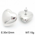 Pendientes de botón con forma de corazón en acero inoxidable plateado, 30x12mm - Color Acero Grande (30*12mm)