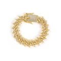 Herren Hip Hop Panzerarmband in Gold-Finish mit funkelnden Strasssteinen besetzt - Armband-7 Zoll / Gold