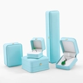 Tiffany blue jewelry gift box with gold crown buckle and white velvet lining for rings - Ring Box / Teal Blue