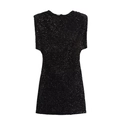 Sparkly black sequined mini dress with backless design and wide shoulder straps - XS / Black