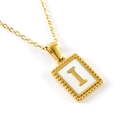 18K gold plated stainless steel necklace with shell pendant and gold letter I - Letter I (Includes Chain)