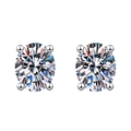 Classic round brilliant-cut solitaire stud earrings in silver four-prong setting - TED275-Minimalist Four-Prong Studs