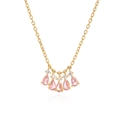 Elegant gold necklace with five pink pear-cut crystals and sparkling white accents - Gold Pink Zirconia