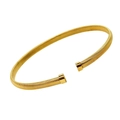 Adjustable open spring bangle in polished gold finish with a textured metal wire design - Open Smooth Gold Choker