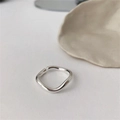Minimalist square black agate sterling silver ring in polished metallic silver finish - Silver Square Plain (JZ0396)